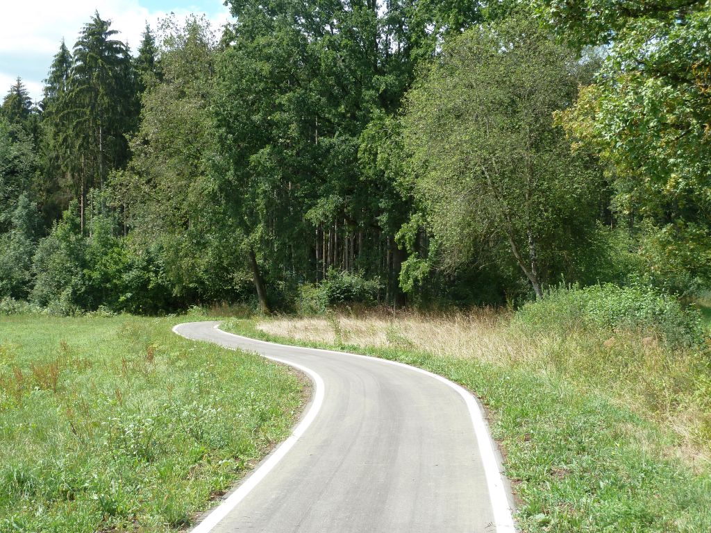 Fahrradweg zwischen Feldern